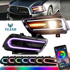 VLAND LED Headlights RGB DRL Fit 2011-2014 Dodge Charger W/Sequential Indicator picture