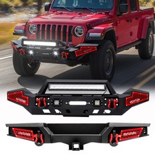 Aaiwa For 2007-2018 Jeep Wrangler JK Front or Rear Bumper w/Winch Plate & Lights picture