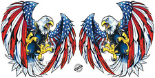 Screaming American Flag Bald Eagle Wings Decals Pairs picture