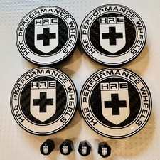 4pc OEM HRE Carbon Fiber 63mm Center Caps XC635HRE—2PC and 4pc Black Valve Caps picture