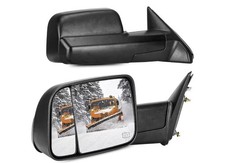 Tewing Towing Mirrors Power Heated Manual Flip Black Dual Glass Pair TWM053 TD picture