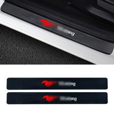 2 Pcs Carbon Fiber Car Door Sill Protector for Ford Mustang picture