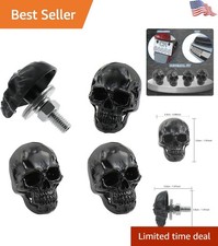 Unique Skull Motorcycle Plate Bolts – Corrosion-Resistant 4 Pcs Black Set picture