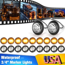20x Amber Clear LED Marker Lights Truck Trailer Round 3/4