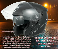 Daytona Can-Am Spyder Jet Flat Black 3/4 Helmet Clear Flip-Up -Smoke Down Shield picture