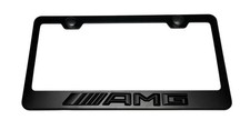 3D AMG Mercedes Benz Emblem Stainless Steel Black License Plate Frame W/ Caps picture