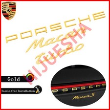 Gold For Porsche Macan Turbo Letters Rear Badge Emblem Set Look Deck lid picture