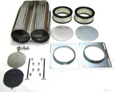 Polished Aluminum Finned Street Rod Shotgun Intake Hood Scoop Carb w/ Filter picture