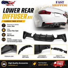 For 14-20 BMW F32 F33 F36 4Series M Sport Rear Diffuser Dual Exhaust Carbon Look picture