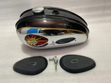BSA C15 Chromed & Black Painted Steel Petrol Tank +Badges + Kneepad +Tap+Cap picture