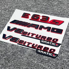 Gloss Black Red E63S AMG Biturbo 4matic+ emblem badge For Mercedes W213 E63 AMG/ picture