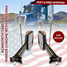Kenworth T680 T880 Mirror Chrome With Antenna Left Right Pair Set 2016-20 picture