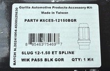 Gorilla Automotive 6Lug 12x1.50 ET Spline Black Wik Pass Gor K6CES-12150BGR picture