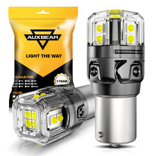AUXBEAM 1156 BA15S 7506 LED Reverse Backup Light Bulbs 6500K White/36000K Amber picture