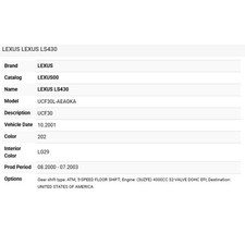 2002 Lexus LS430 Housing Sub-Assembly Extension 3518030030 picture