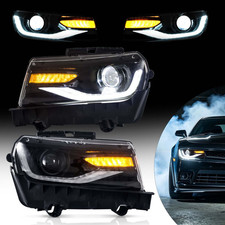Pair LED Projector Headlights Front Lamps Fit 2014-2015 Chevrolet Chevy Camaro picture