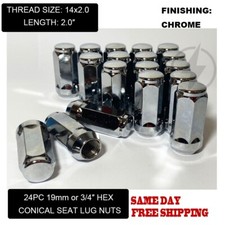 24Pc Chrome 14X2.0 Bulge Acorn Lug Nuts 2