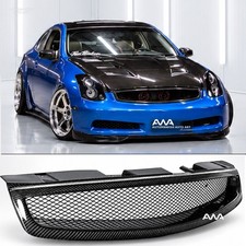 Fits 03-07 Infiniti G35 Coupe 350GT 2Dr Real Carbon Fiber Front Grille picture