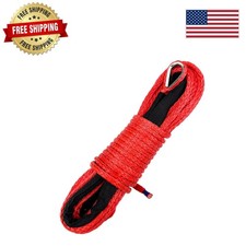 Robust 50' Red Synthetic Winch Rope with Black Sleeve - 10,000 lbs Strength picture