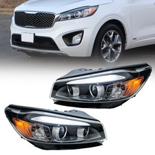 For 2016 2017 2018 Kia Sorento Headlight Halogen w/ LED DRL Light Bar Set 2pcs picture