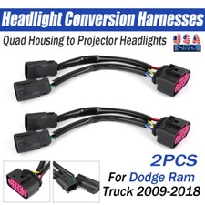 For 09-18 Dodge Ram Conversion Harnesses Quad Housing To Projector Headlight 2PC picture