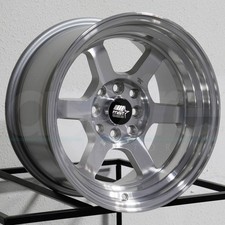 One 15x8 MST Time Attack 5x114.3 35 Silver Machined Wheel Rim 73.1 picture
