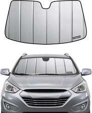 Windshield Sun Shade for 10-15 Hyundai Tucson Front Shield Black & Silver 2 in 1 picture