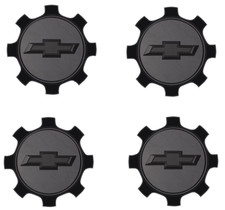 20-26 Chevrolet Silverado 2500 3500 4 Center Cap Set Black Bowtie Logo 84465267 picture
