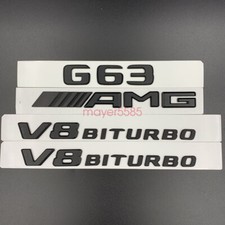 Matte Black Mercedes Benz G63 AMG V8 BITURBO Emblem Badge Sticker Set For G63 picture