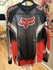 VTG 90s Y2K Fox Racing Pro Issue Motocross Jersey Red Black Mesh Size SMALL MX picture