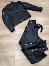 Harley Longrider Leather Women’s Biker Set Sz XXL Reflective Jacket Sz L  Chaps picture