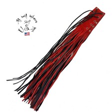 Motorcycle Red/Black Brake Clutch Lever Covers, Natural Leather, Fringed picture