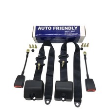 2Pack 3 Point Seat Belts Retractable Adjustable for Trucks Vehicles 120in Black picture