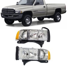 For 1999-2002 Dodge Pickup Pair Headlights Driver & Passenger w/Sport package picture