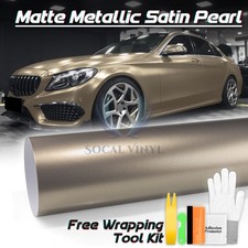 Premium Matte Metallic Satin Pearl Champagne Gold Vinyl Car Wrap Sticker Decal picture