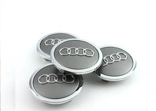 Fit for Audi Gray Chrome Wheel Center Hub Caps Emblem 4pcs 69mm picture