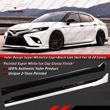 For 18-2024 Toyota Camry Yofer Super White / Ice Cap Black Side Skirt Extension picture