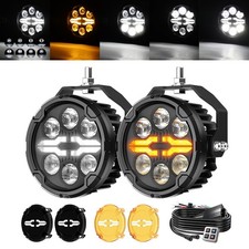 Pair 300W Motorcycle LED Spot Lights Yellow White Dual Color Auxiliary Fog Lamp picture
