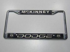 VTG McKinney Dodge Texas Metal License Plate Frame Tag Dealer Cover Holder TX picture