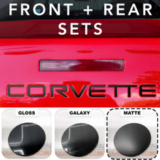 Matte Black FRONT & REAR Plastic Raised Letters Inserts fits Corvette C4 1991-96 picture