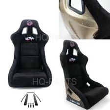 NRG PRISMA FIXED BUCKET RACING SEAT FRP-302BK-ULTRA ALCANTARA BLACK LARGE SLIDER picture