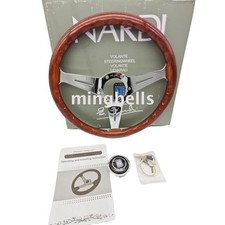 NEW NARDI Classic 360mm Mahogany Wood Steering Wheel with Silver Chrome Finish picture