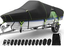 1200D Heavy Duty Waterproof V-Hull Boat Cover, 22-24ft Trailerable with Night S picture