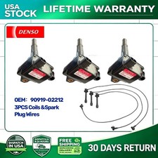 Set of 3 OEM Ignition Coil & Spark Plug Wire for Toyota TACOMA TUNDRA 3.4L V6 picture