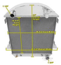 1917 - 1927 Ford T-Bucket 4 Row Jamn Champion Radiator Chevy Configuration picture