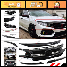 Glossy Black Front Grille & Hood Bumper Trim Nose Cover for 2016-2021 Civic Si/H picture
