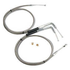 Stainless Steel Throttle and Idle Cable Set fits Harley Davidson 42