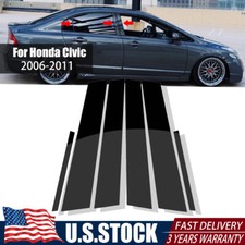 6pc Glossy Black Pillar Posts Door Trim For Honda Civic 2006-2011 US Stock picture