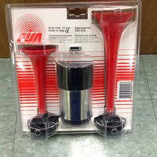FISA ITALY DUAL TRUMPET PLASTIC  PIPES  METAL COMP. CAR TRUCK AIR HORN 12V FD/2P picture
