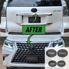 FOR 2020-2023 LEXUS GX460 FRONT & REAR EMBLEM SMOKE TINT VINYL OVERLAY PPF SET picture